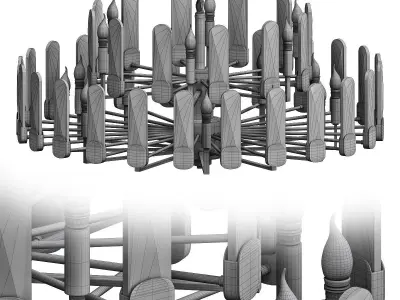 candela circular wall clock with metal rods 3D model