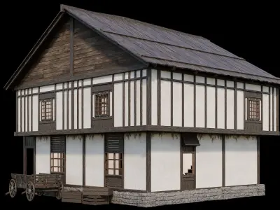 Medieval Village Pack 03 - 3 Assets - 4K Textures Game Ready Low-poly 3D model