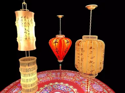 Chinese  red lantern  3D model 2