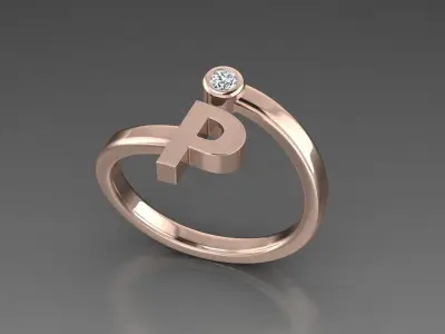Jewelry Alphabet Ring P 3D print model