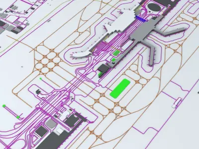 Changi SIN Airport Singapore Roads Buildings Public Transport 3D model