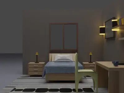 Basic Room  Free low-poly 3D model