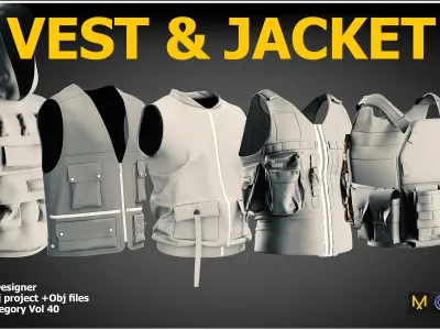Vest and Jacket Vol 40 Marvelous and obj files Low-poly 3D model