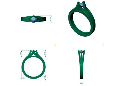 D-1696 solitaire diamond engagement ring gold 3D print model