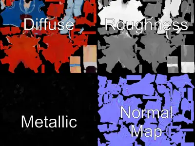 Anime Style Schoolgirl Character Flowing Hair and Bright Eyes Low-poly 3D model