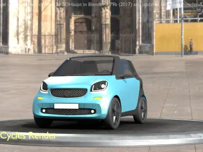 City Car 62 Small Convertible Open Type-E Blue Low-poly 3D model