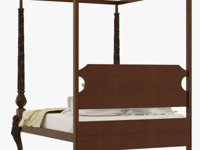 Irish Mahogany Four Poster Tester Bed Circa 1760 3D model