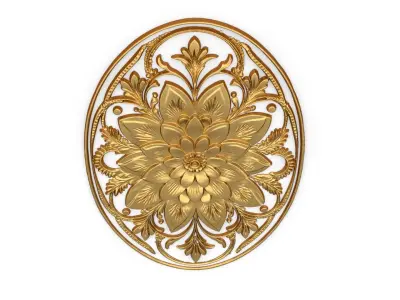 Classic oval carved decor ornament 02 3D model
