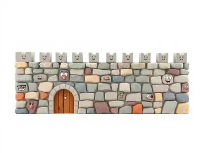 Cheerful Stone Wall model pack Low-poly 3D model