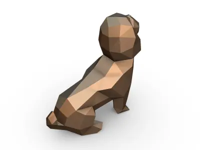 shihtzu figure low poly 3D print model