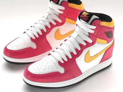Jordan 1 Retro High  Light Fusion Red PBR Low-poly 3D model