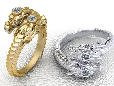 Luxury Dragon Gold Ring 3D print model