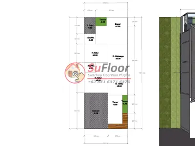 House 6x15m code 509 - Sketchup 3D model 3D model 3D model