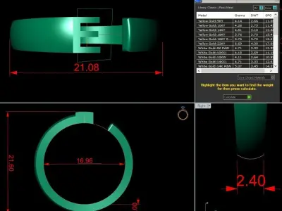 Alphabet Ring E 3D print model