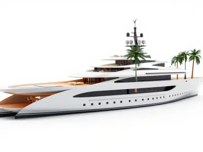 Private Island Yacht 3D model pack with multifunctional features Low-poly 3D model