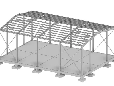 Warehouse G steel structure in Revit 3D model