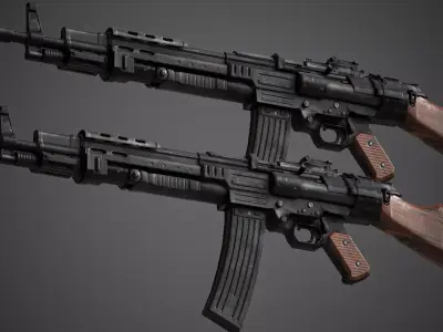 Game Ready Assault Rifle 1946 3D Model  Rigged And Optimized  Low-poly 3D model