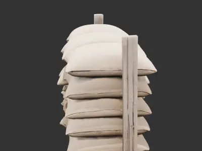 Battlefield Barricade with Sandbags Low-poly 3D model