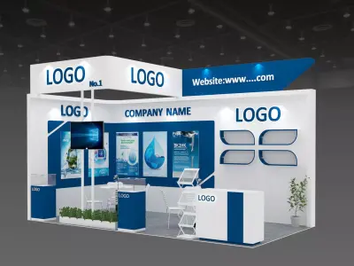 Exhibition booth 6x3m 2 open side 3D print model