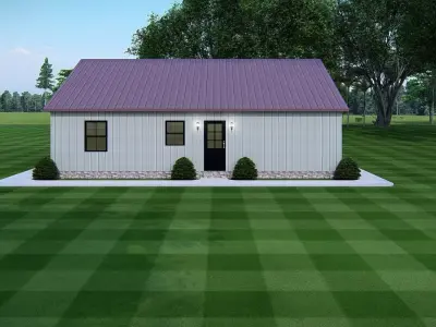 Modern Barndominium House 3D Model with Rustic Metal Siding 3D model