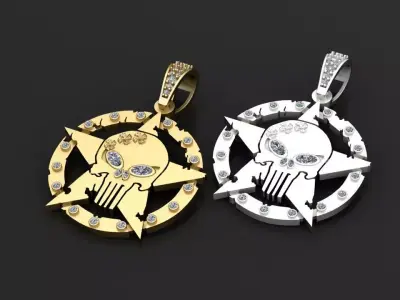 SKULL FACE BADGE PENDANT  3D print model