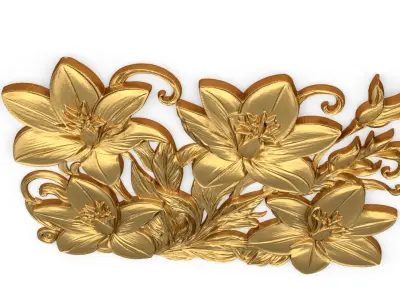 mural classic flowers decor ornament 06 3D model