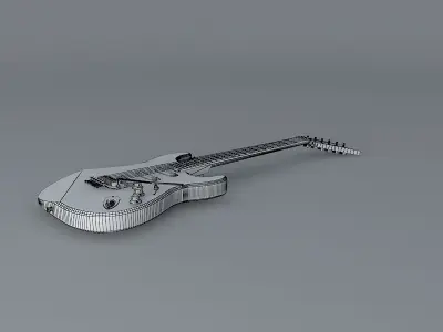 A leopard print guitar Free 3D model