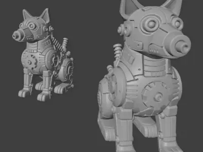 Mechanical Dog Sculpture 3D print model