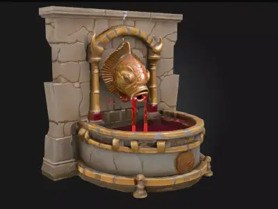 Enchanted Stone Fountain  Whispering Waters of Magic 3D model