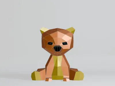 Polygonal Baby Bear Low-poly 3D model