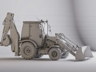 Realistic Backhoe Loader by Terlan125 High quality 3D model