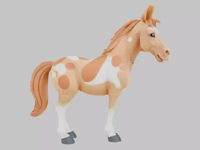 Cartoon Horse Realistic Low-poly 3D model