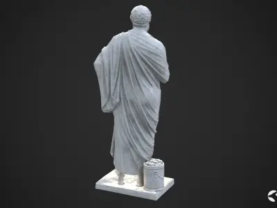 Sophocles Antique Statue - White Marble Low-poly 3D model
