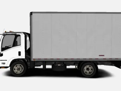 Isuzu NPR 2017 US-Spec Box Truck with Simple Interior  Low-poly 3D model