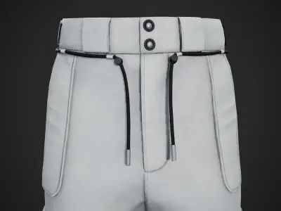 White Snowboard Pants Style 2  Low-poly 3D model