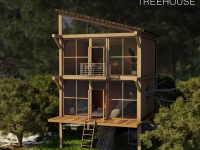 Treehouse - Blender Scene Free 3D model Free 3D model