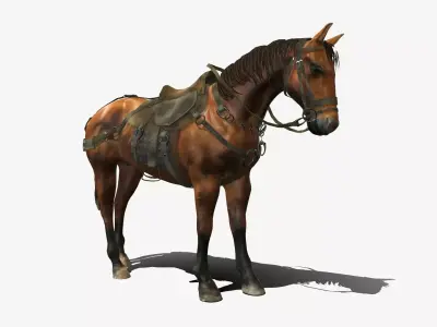 Medieval Horse Low-poly 3D model