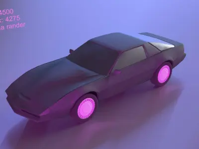 lowpoly retro wave Knight Rider  Pontiac Firebird Trans Am Low-poly 3D model