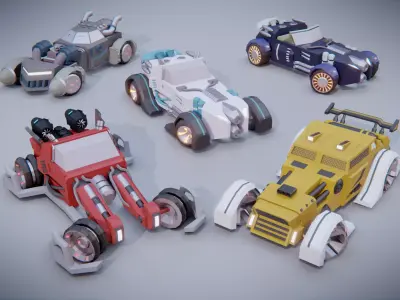 customizable sci fi car  Low-poly 3D model