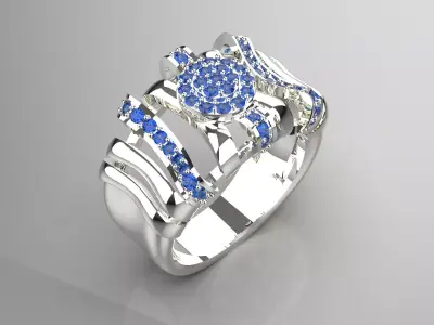 Luxury white gold ring with sapphire model jr00122 3D print model