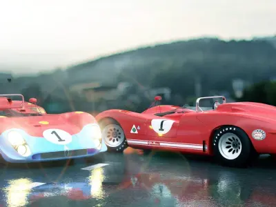 Alfa Romeo T33 Short Tail Race Car Low poly Game-Ready Model Low-poly 3D model