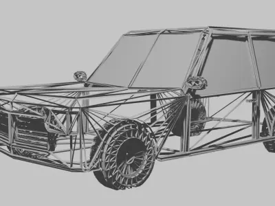 Low Poly White SUV Car Stylized 3D Model Low-poly 3D model