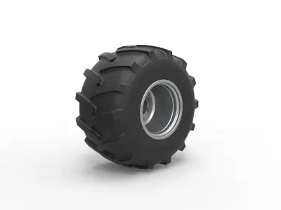 Rear wheel of Vintage Pulling Funny car Scale 1 to 25 3D print model