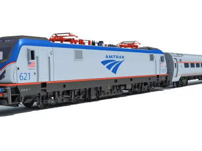 ACS-64 Amtrak Passenger Train 3D model
