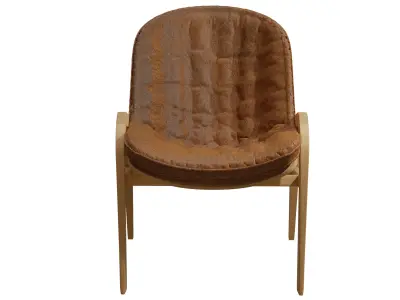 Retro stye brown leather with wooden  structure 3D model