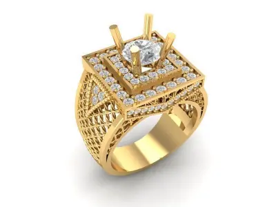 Luxury Square Emerald Statement Ring for Men  385 3D print model