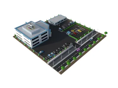 police station Low-poly 3D model