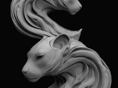 Abstract Lion Cheetah Head  Modern 3D Print Decor 3D print model