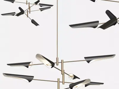 Sharp Metal Tubes  Modern Decorative Pendant Light 3D model