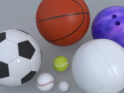 Ball Sports Pack Low-poly 3D model